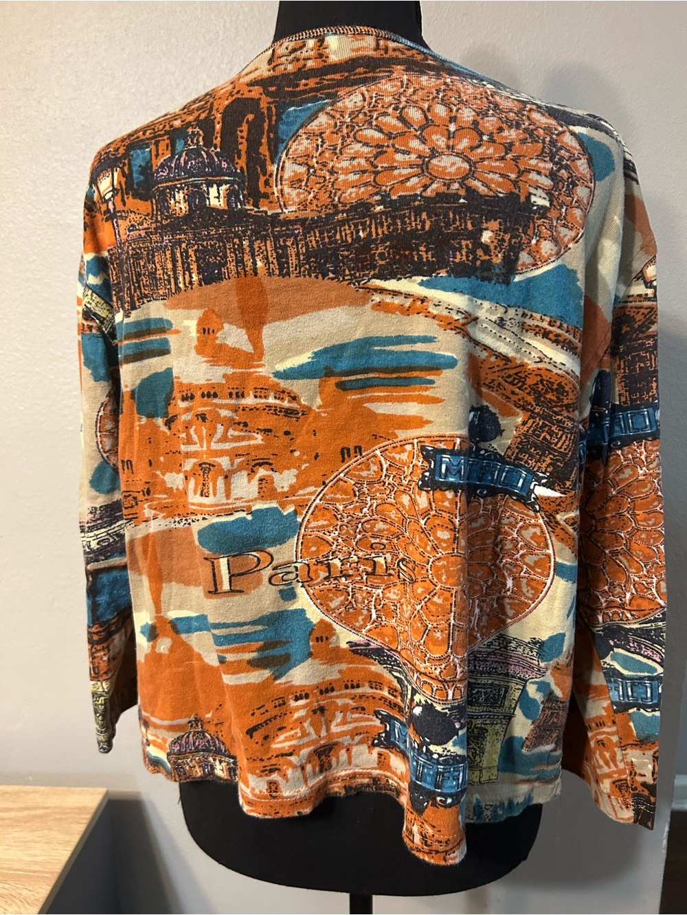 Multicolor Abstract Scoop Neck Top - Orange, Blue & Pink - Picture 2 of 5
